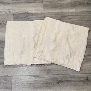 Bella Notte Two Euro Shams Ines Linen With Knife Edge Lace Embroidered Tie Backs